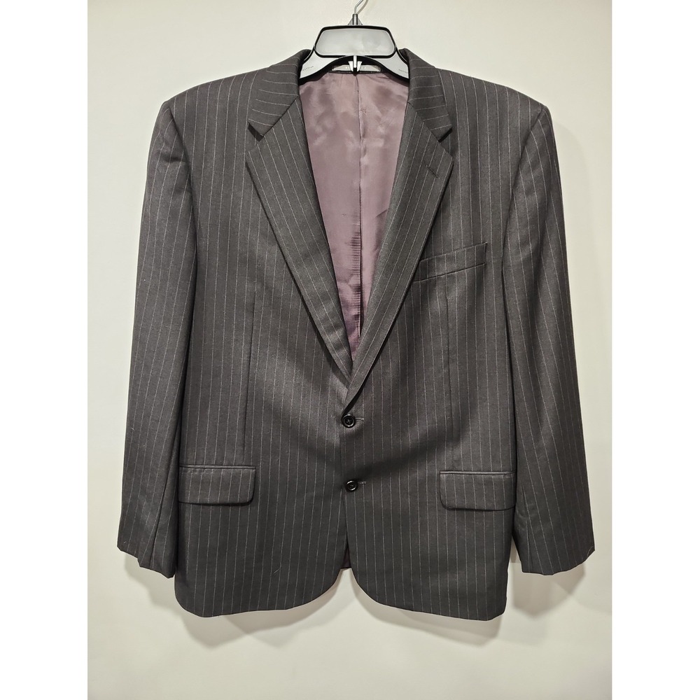 Hickey Freeman Men's Loro Piana Wool Blazer 46Long Black Pinstripe Made In USA
